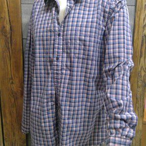 Men's Red Blue Button Up Collard Shirt XL Wallin & Bros